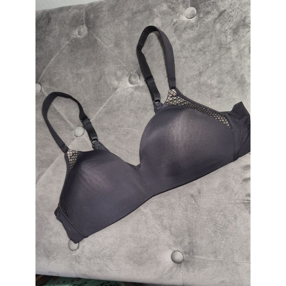 Warner Bras Black Seamless T-Shirt Bra with Lace Trim - Women Intimates